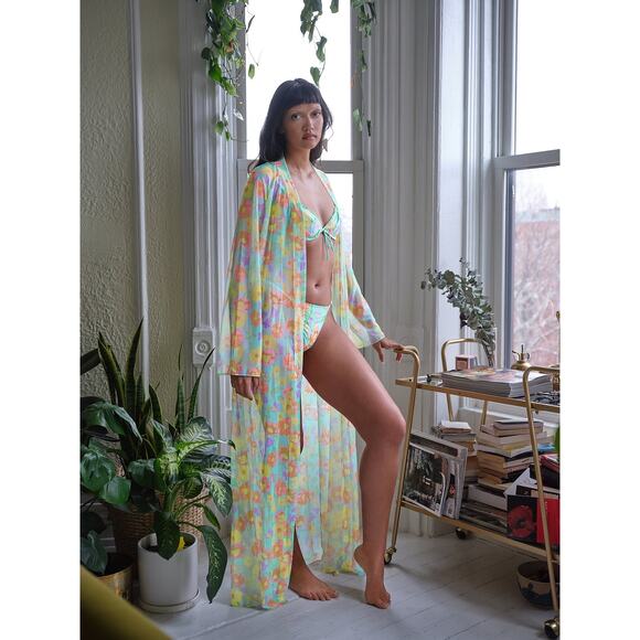 Savage X Fenty Women's size Medium / Large Floral Free Spirit Full-Length Robe - Picture 1 of 11